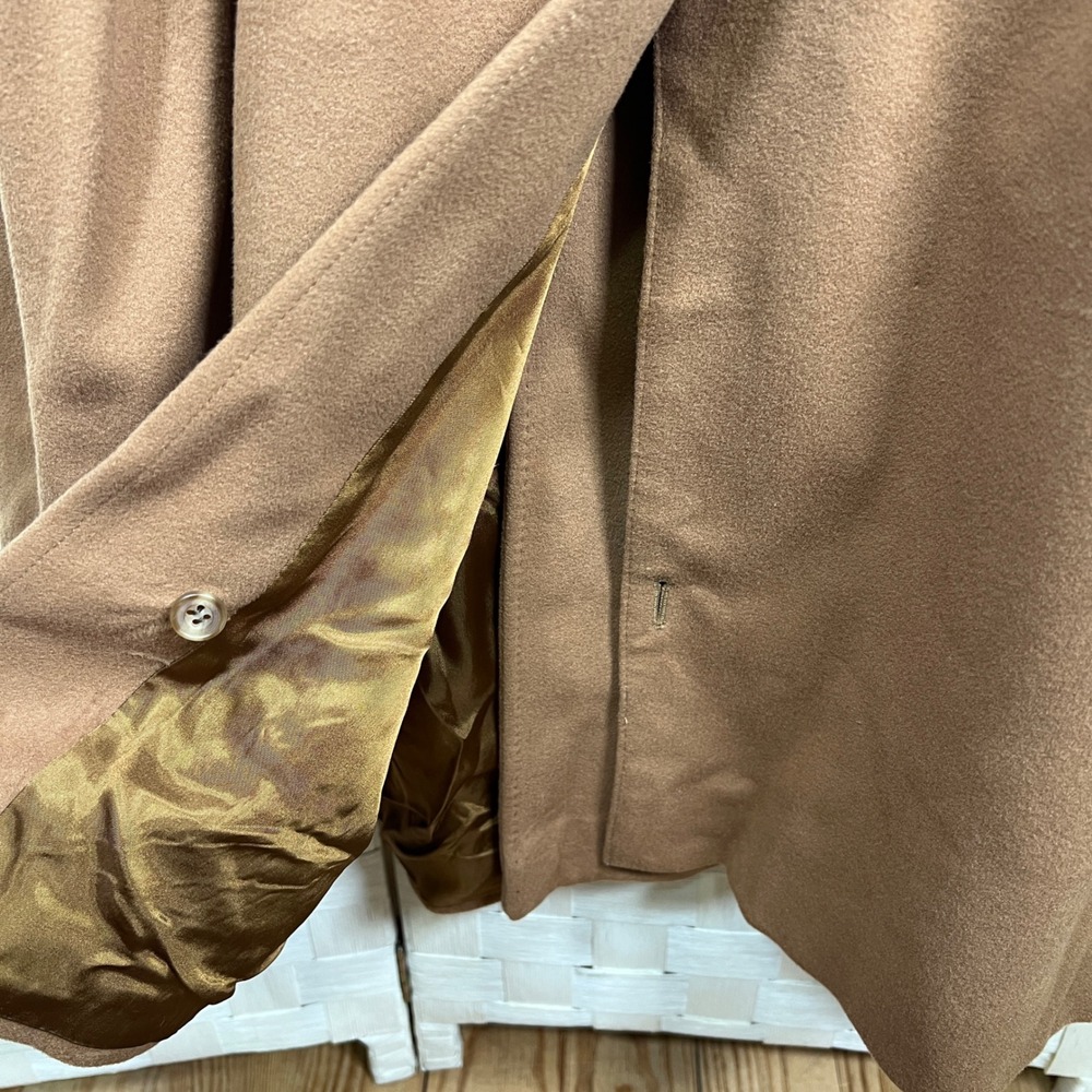 Aquascutum Wool Cashmere Belted Camel Overcoat 44 Tall Double Breasted Luxury - Picture 4 of 9